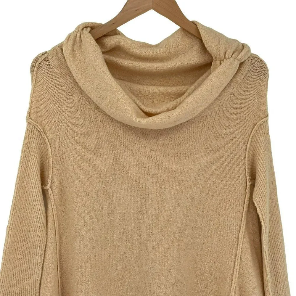 Free People Strawberry Fields Sweater Cowl Neck Swingy Soft Cream Women Small‎